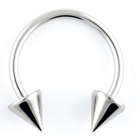 One Stainless Steel Circular Barbell: 18g 3/8", Cones: 4mm
