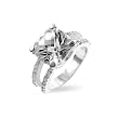 White Gold Rhodium Bonded Cocktail Ring With a 5ct Prong Set Asscher Cut Clear CZ Above a Double Band of Channel Set Round Cut Clear CZ in Sizes 5-10 with 8 Total Carat Weight
