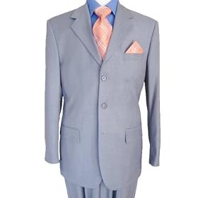 Italian Merino Wool Men Suits Hand Tailored Complete Jacket and Panst Lt. Grey