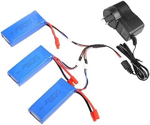 Lanno 3PCS 7.4V 2000mah Replacement Battery Banana Plug for Drone Syma X8HC X8HW X8HG X8C X8W X8G RC Drone Quadcopter with AC Charger and 3in1 Cable ... (2000A Set)