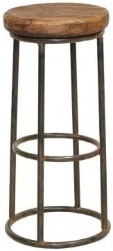 Vintage Counter Bar Stool with Iron Wood Finish and Sturdy Iron Base. Rust Proof 30 Inches High Includes Scented Candle Tart