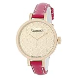 Coach Watch - Miranda Signature Pink Gold Round Dial Pink Punch Leather Wrist Watch