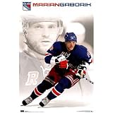 Professionally Framed New York Rangers Marian Gaborik Sport Poster Print - 22x34 with RichAndFramous Black Wood Frame