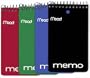 Mead Wirebound Memo Book, College Ruled, 3 x 5 Inches, Black, Red, Blue and Green, 60 Sheet Pad, 12 per Pack (45749)