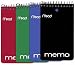 Notepads - Mead Wirebound Memo Book, College Ruled, 3 x 5 Inches, Black, Red, Blue and Green, 60 Count, 12 per Pack (45749)