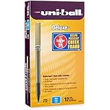 uni-ball DELUXE Rollerball, Stick Roller Ball Pen Micro-0.5mm, 12 Pack, Blue Ink (60027)