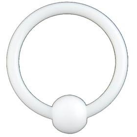One Acrylic Captive Bead Ring: 14g 1/2" White