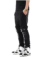 PBZ Unisex Faux Leather Pached Camouflage Joggers Harem Sweatpants Y0260