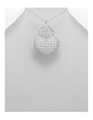 Heart CZ Pendant Necklace In 92.5 Sterling Silver