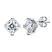 Sterling Silver Solitaire Earrings In Asscher title=