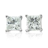 Men's 14k White Gold Princess Cut Diamond Stud Earrings (gh, I, 0.10 C...