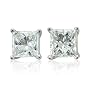 Men's 14k White Gold Princess Cut Diamond Stud Earrings (GH, I, 0.10 carat)