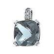 14K White Gold Sky Blue Topaz and Diamond Pendant
