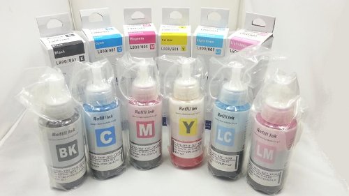 Gigablock Non OEM Set of 6 Refill Ink Kit 70ml for Epson L800 L801 Cartridge No. T6731/2/3/4/5/6