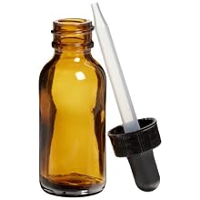 American Educational Amber Glass Boston Round Bottle, with Dropper