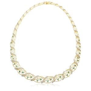Buy 18k Yellow Gold Overlay Sterling Silver Emerald w  Diamond Accent Necklace, 18 by Amazon.com Collection