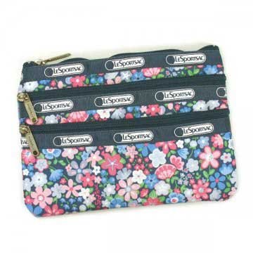 (レスポートサック) LeSportsac 7158 3-ZIP Cosmetic D107  FROLIC BLUE PRINT フロリック ブルー