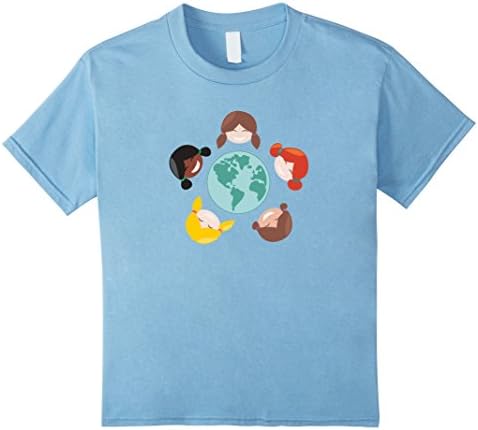 Kids Happy Smiling Multicultural Girls Group Around The World 8 Baby Blue