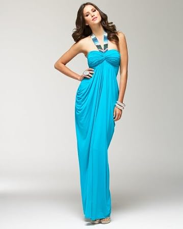 bebe Embellished Halter Maxi Dress