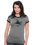 Majestic Threads San Jose Sharks Women's Melange Ringer T-Shirt With Swarovski Crystals - XL