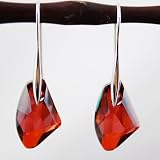 Swarovski - Siam-Rouge Cristal 925 Boucles d'oreilles en argent sterling