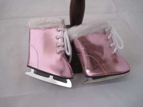 Metallic Pink Ice Skates for 18 Inch Dolls Including the American Girl Line