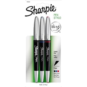 Sharpie Grip Stick Fine Point Pen, 3 Colored Ink Pens (1758054)