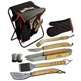 Jim Beam JB0103 9-Piece Tailgating Stool with Grill Tools Set