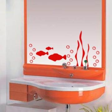 Red Aquarium Fish Mirror or Wall Decal