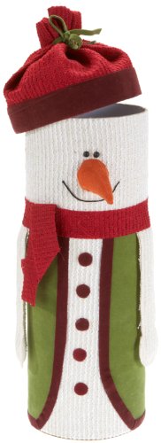 Brauns-Heitmann 58975 Flaschen-Geschenkbox Schneemann, Gr&ouml;&szlig;e: L, 1 St&uuml;ck, rot / gr&uuml;n