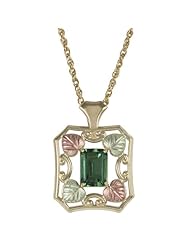 Black Hills Gold Mt. St. Helens Emerald Obsidianite Gold Necklace
