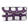 Sonia Kashuk Purple Squares Double Zip Foldover Cosmetic Bag