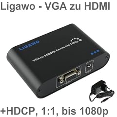 Ligawo � VGA zu HDMI Konverter Adapter Wandler - VGA HDMI Converter - Pc, Laptop, Netbook, Macbook mit VGA Ausgang zu Tv, Beamer, TFT mit HDMI Eingang bis 1080p Aufl�sung