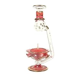 Egyptian Hand Blown Glass Aromatherapy Scented Oil Burner, Red Sands