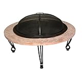 Fire Sense 02115 Fire Pit with Cast Iron Rim, Slate Stone Finish