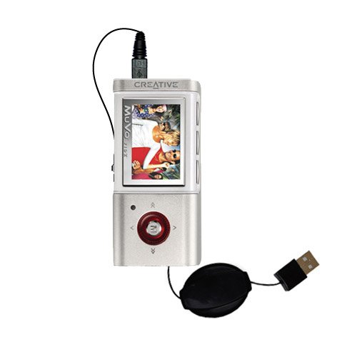 Retractable USB Cable for the Creative MuVo Vidz with Power Hot Sync and Charge capabilities - uses Gomadic TipExchange Technology