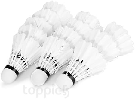 12 White Feather Shuttlecocks Birdies Badminton Training