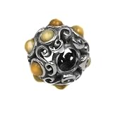Sterling Silver Pandora Style Beads Butterscotch Amber Victorian Round Charm