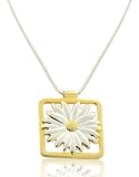 IMAGE OF Designer Inspired Sterling Silver & Gold Plate Daisy Cushion Pendant