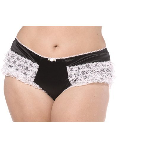 Black/White Ruffled Panties Adult Plus - Plus One-Size