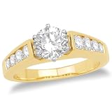 14k Yellow Gold Round Diamond Engagement Ring w/ Channel-Set Round Diamonds (1.01 ct center, 1.69 cttw, G-H Color, I1 Clarity)