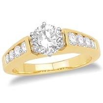 14k Yellow Gold Round Diamond Engagement Ring with Channel-Set Round Diamond (1.01 ct center, 1.69 cttw, G-H Color, I1 Clarity)