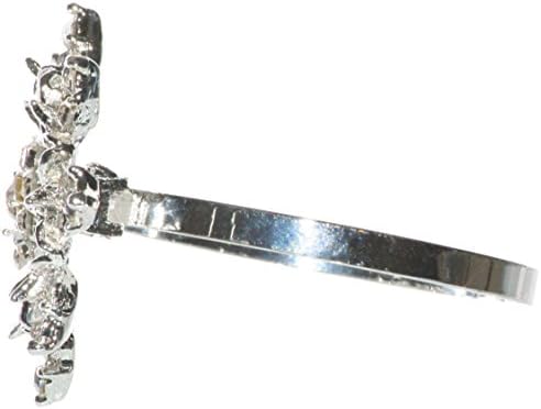 Intricate Flower Glass Rhinestone Napkin Rings Set of 6