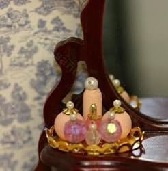 Dollhouse Miniature Gold Perfume Vanity Tray Filled