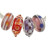 Varied Colors Lot of 4 Solid Core 925 Sterling Silver Murano Beads fits European Charm Bracelet