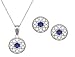 10k White Gold, September Birthstone, Lab Created Sapphire Floral Disc Earring and Pendant Set