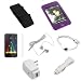 USB Data Cable + USB Car Charger + USB Home Charger + Purple Rubber Silicone Skin Case + Elastic Armband + Clear Reusable LCD Screen Protector + White 3.5mm Stereo Headset for Apple Ipod Touch Itouch 8GB 16GB 32GB 2G 2nd Generation