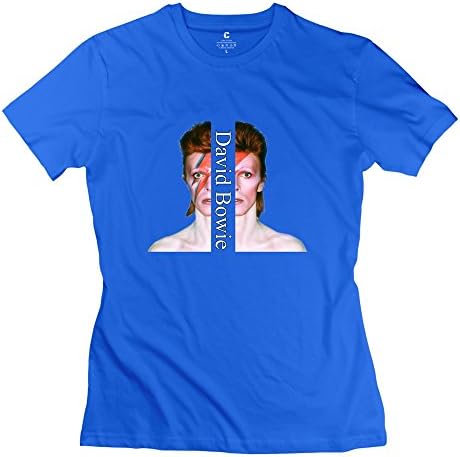 ManrvMtop Women's David Bowie Art Rock T-shirt Size L RoyalBlue