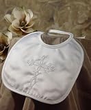 Boys Matte Satin Bib with Embroidered Cross