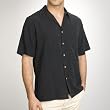 Sandals Cay Men's Black Tonal Jacquard Silk Camp Shirt